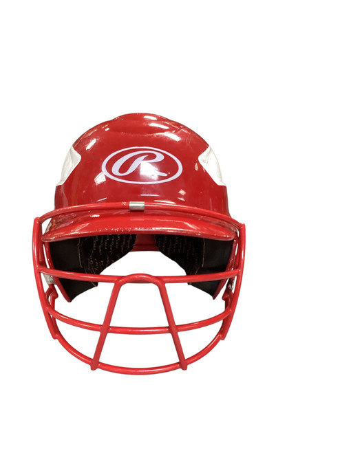 Vist Large View of Product Image Which is Used Rawlings RED HELMET W CAGE Batting Helmet w/Mask Red S/M