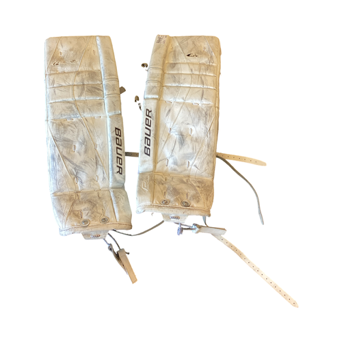 Vist Large View of Product Image Which is Used Bauer REACTOR 5000 Goalie Leg Pads Junior White 28"