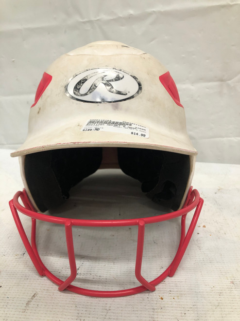 Vist Large View of Product Image Which is Used Rawlings HELMET W MASK Batting Helmet w/Mask White MD