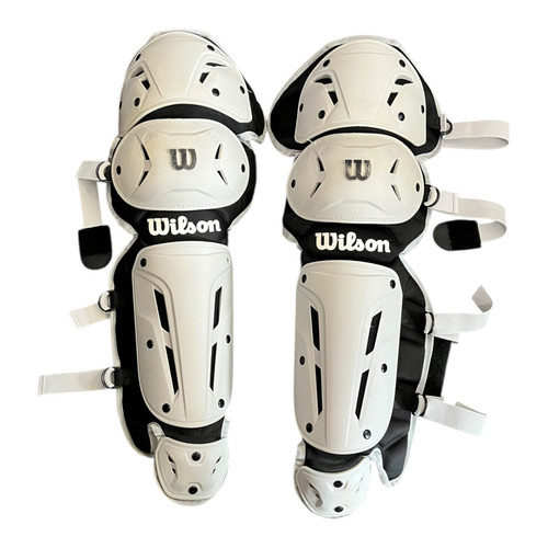 Vist Large View of Product Image Which is Used Wilson INTERMED Catchers Leg Guards Grey Junior