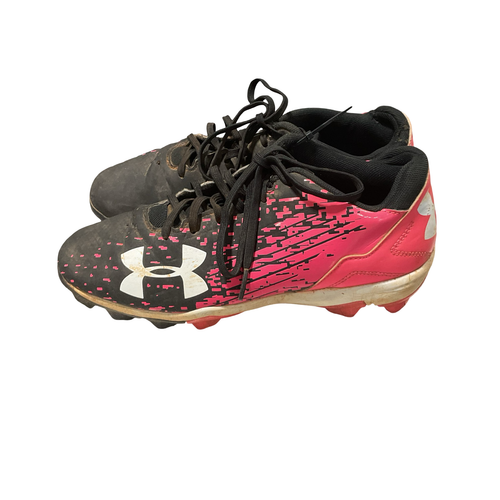 Vist Large View of Product Image Which is Used Under Armour PNK/BLK BB/SB Cleats Black Junior 04.5