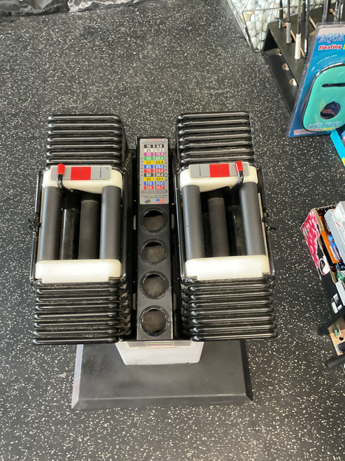 Vist Large View of Product Image Which is Used PowerBlock Adj Dumbbells 5-75 LB With Stand