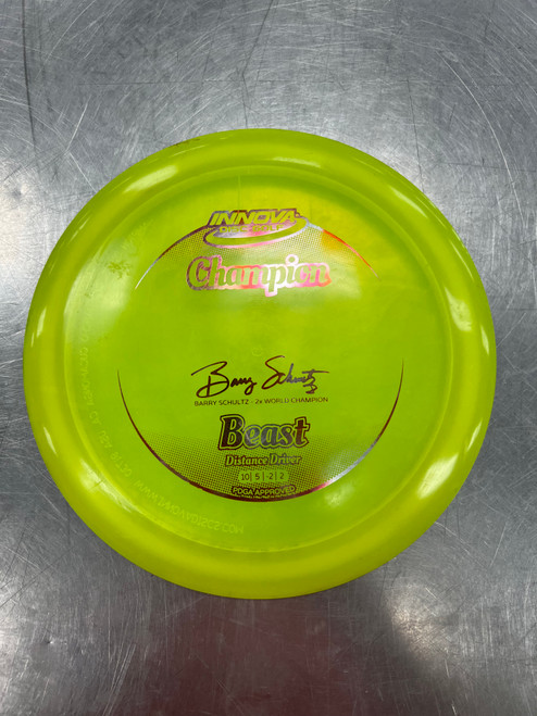Vist Large View of Product Image Which is Used Innova CHAMPION BEAST 2X BARRY SCHULTZ Disc Golf Driver Yellow