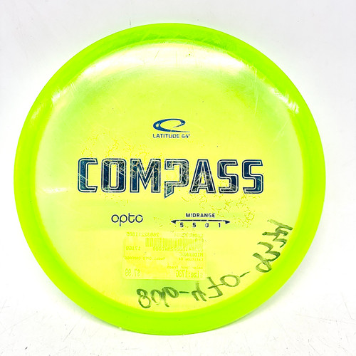 Vist Large View of Product Image Which is Used Latitude 64 OPTO COMPASS Disc Golf Mid Range Neon Green 173g