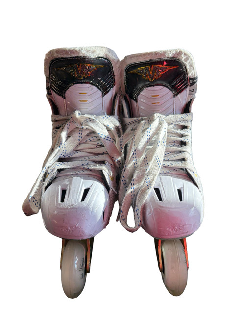 Vist Large View of Product Image Which is Used Bauer Mission Inhaler FS1 Roller Hockey Skates White Junior 04