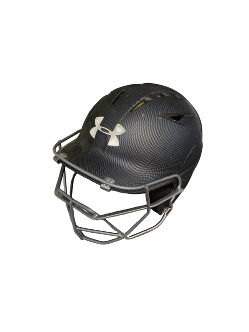 Vist Large View of Product Image Which is Used Under Armour HELMET W/MASK Batting Helmet w/Mask Black SM