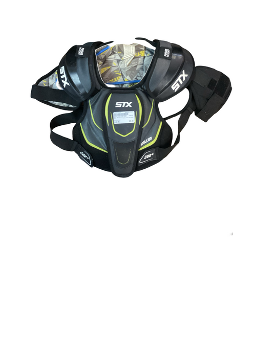 Vist Large View of Product Image Which is Used STX STALLION 200+ Lacrosse Shoulder Pads Black MD