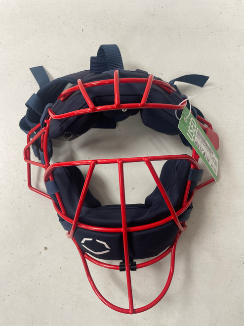 Vist Large View of Product Image Which is Used Evoshield PRO-SRZ Catchers Mask Red And Navy Blue