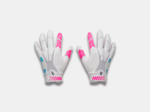 Vist Large View of Product Image Which is New UA BLUR FOOTBALL GLV WHITE/PINK YL