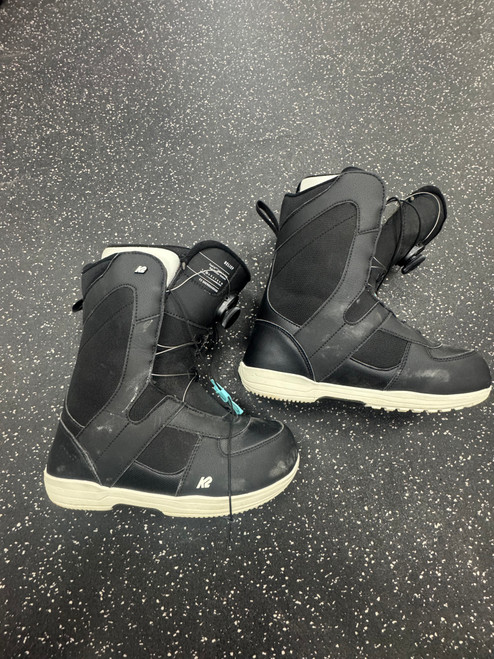 Vist Large View of Product Image Which is Used K2 BELIEF Womens Snowboard Boots Black And White Senior 8.5