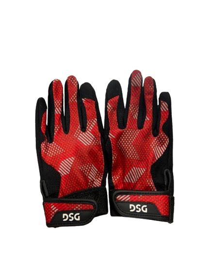 Vist Large View of Product Image Which is Used Dsg YTH BATTING GLOVE SM BB/SB Batting Gloves Red And Black SM
