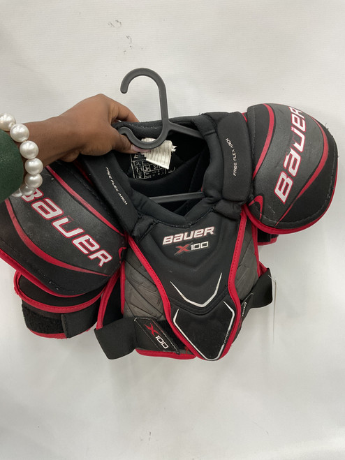 Vist Large View of Product Image Which is Used Bauer X100 JR SMALL Junior Shoulder Pads SM