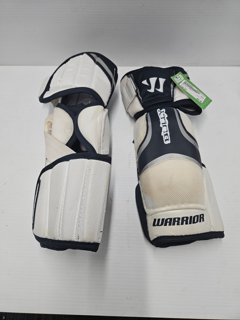 Vist Large View of Product Image Which is Used Warrior BULLY Lacrosse Arm Pads/Guards White LG