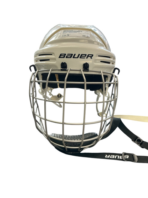 Vist Large View of Product Image Which is Used Bauer BHH2100M Helmet Cage Combo White MD