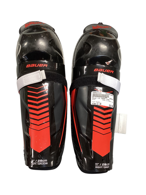 Vist Large View of Product Image Which is Used Bauer LIL SPORT 11IN Junior Shin Guards Black 11"
