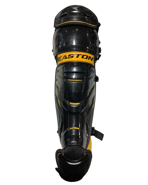 Vist Large View of Product Image Which is Used Easton ELITE X Catchers Leg Guards Yellow Adult