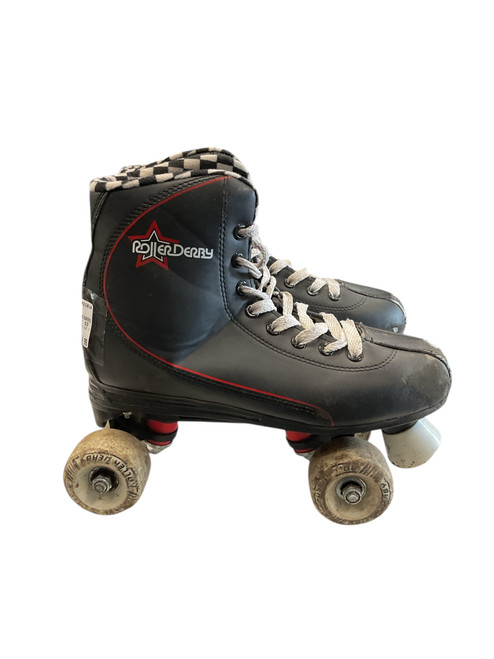 Vist Large View of Product Image Which is Used RollerDerby QUAD SKATE SZ 7 Senior Roller Quad Skates Black Senior 7