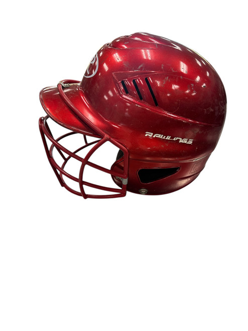 Vist Large View of Product Image Which is Used Rawlings HELMET W/MASK Batting Helmet w/Mask Red One Size