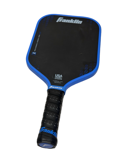 Vist Large View of Product Image Which is Used Franklin CARBON FS3 Raw Carbon Thermoform 14 Pickleball Paddle Royal Blue
