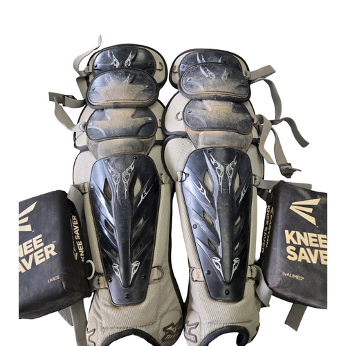 Vist Large View of Product Image Which is Used Mizuno SAMURAI G3 SHIN GUARDS Catchers Leg Guards Black Adult