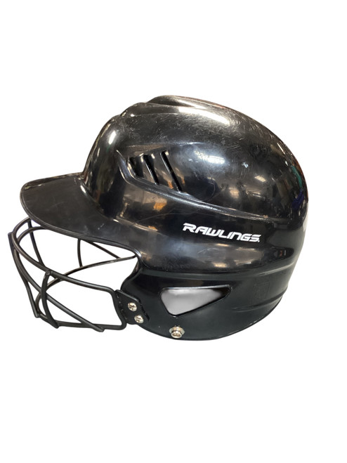 Vist Large View of Product Image Which is Used Rawlings BLACK HELMET W CAGE Batting Helmet w/Mask Black S/M