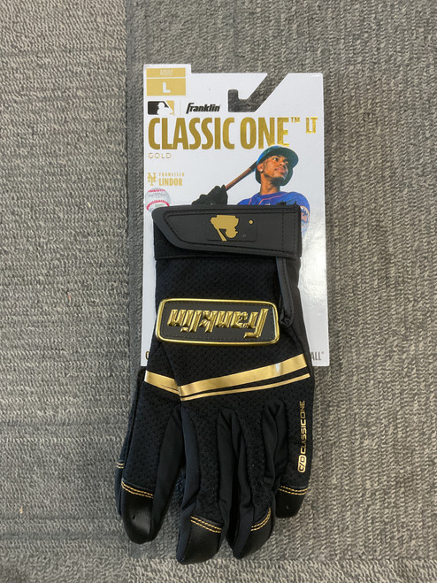 Vist Large View of Product Image Which is Used Franklin CLASSIC ONE LT BB/SB Batting Gloves Black LG