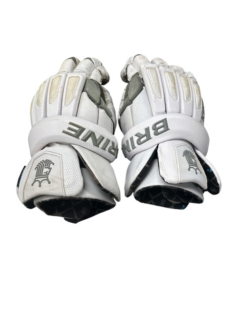 Vist Large View of Product Image Which is Used Brine KING ELITE Lacrosse Gloves Mens White LG