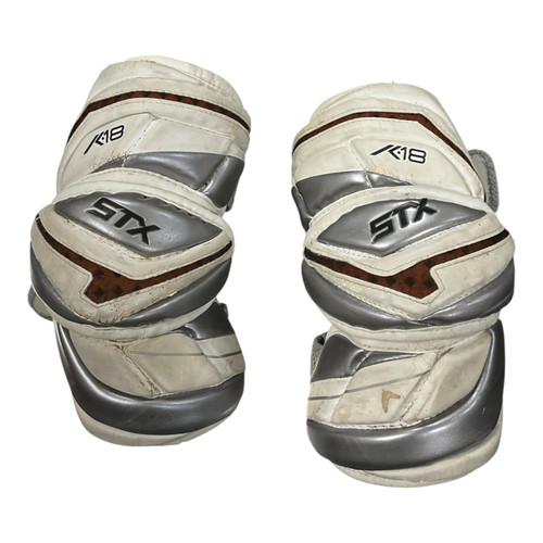 Vist Large View of Product Image Which is Used STX K18 Lacrosse Arm Pads/Guards White MD