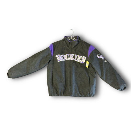 Vist Large View of Product Image Which is Used Majestic MLB AUTHENTIC ROCKIES JACKET L Other Clothing Black And Purple LG