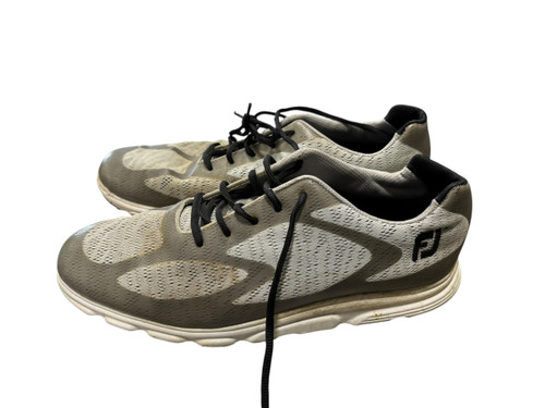 Vist Large View of Product Image Which is Used Foot Joy Mens Golf Shoes Grey And White Senior 10.5
