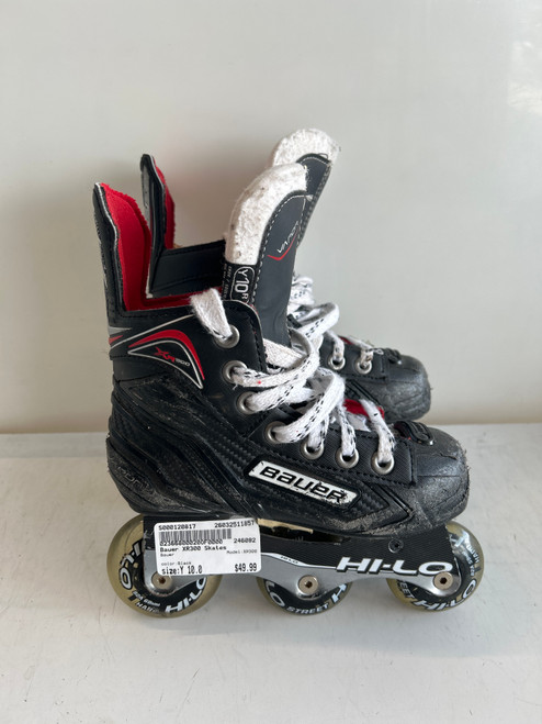 Vist Large View of Product Image Which is Used Bauer XR300 Racing Inline Skates Black Youth 10.0