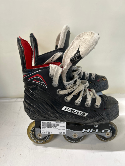Vist Large View of Product Image Which is Used Bauer XR300 Racing Inline Skates Black Youth 12.0