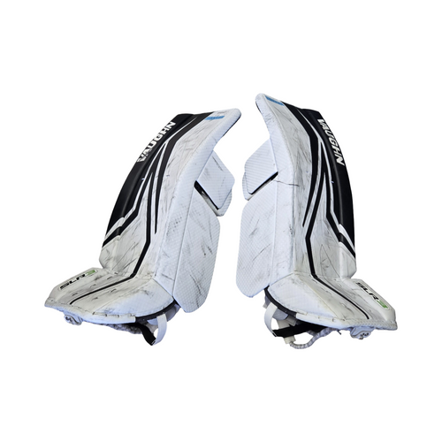 Vist Large View of Product Image Which is Used Vaughn SLR 3 PRO GOALIE LEG PADS 33+2IN Goalie Leg Pads Senior White 33"
