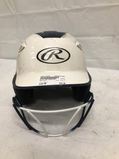 Vist Large View of Product Image Which is Used Rawlings R16S-R1 Batting Helmet w/Mask White MD