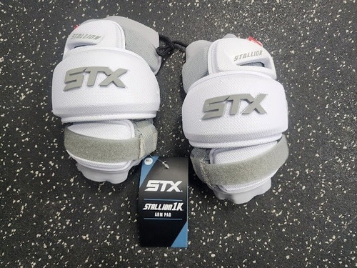 Vist Large View of Product Image Which is STX STALLION 1K Lacrosse Arm Pads/Guards White MD