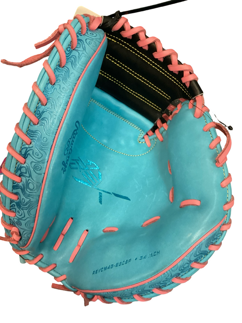 Vist Large View of Product Image Which is Used Rawlings REV1 X REVCM45-23CBP BB/SB Catchers RH Throw Carolina Blue 34"