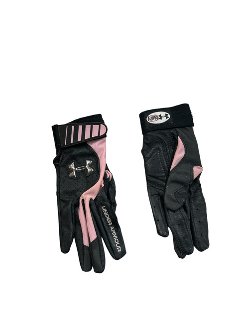 Vist Large View of Product Image Which is Used Under Armour BB/SB Batting Gloves Black And Pink XS