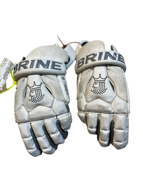 Vist Large View of Product Image Which is Used Brine KING Lacrosse Gloves Mens White 15"