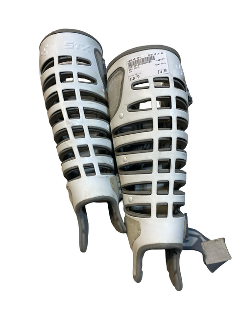 Vist Large View of Product Image Which is Used STX SHIN Lacrosse Shin Guards White MD