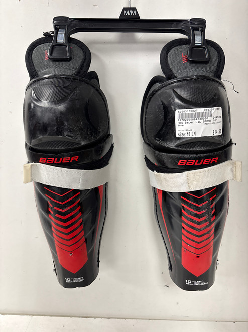 Vist Large View of Product Image Which is Used Bauer LIL SPORT Junior Shin Guards Black 10"