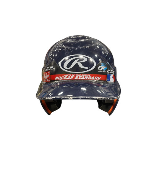 Vist Large View of Product Image Which is Used Rawlings CFBHN-R2 Batting Helmet No Mask Navy Blue One Size