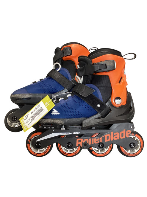 Vist Large View of Product Image Which is Used Rollerblade MICROBLADE 2-5 NVY/ORG Junior Rec Fitness Skates Navy Blue Adjustable
