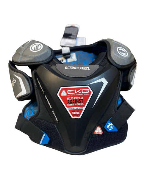 Vist Large View of Product Image Which is Used Maverik CHARGER EKG Lacrosse Shoulder Pads Black SM