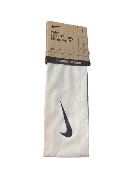 Vist Large View of Product Image Which is Used Nike DRI-FIT FURY HEADBAND OSFM Outerwear Other A White M/L