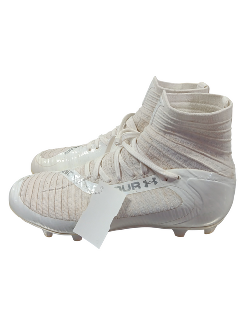 Vist Large View of Product Image Which is Used Under Armour Adult FB Cleats White Senior 8.5
