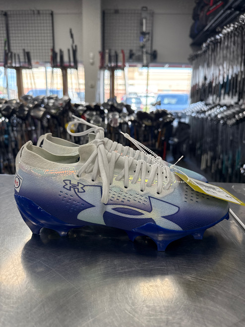 Vist Large View of Product Image Which is Used Under Armour BLUR PRO BB/SB Cleats White Senior 10.5