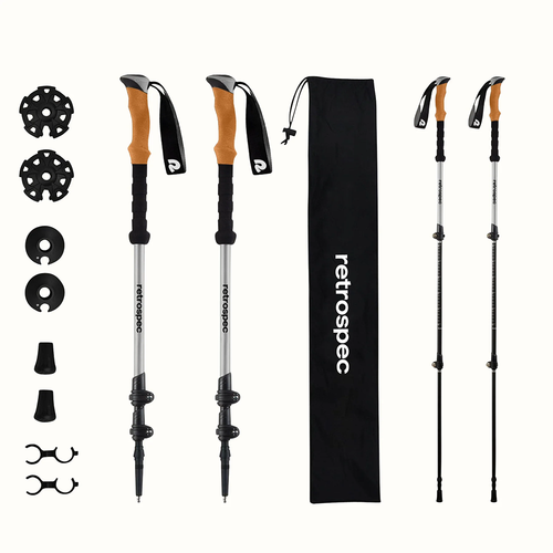 Vist Large View of Product Image Which is New Retrospec Solstice Aluminum Hiking Poles- Slate/Cork