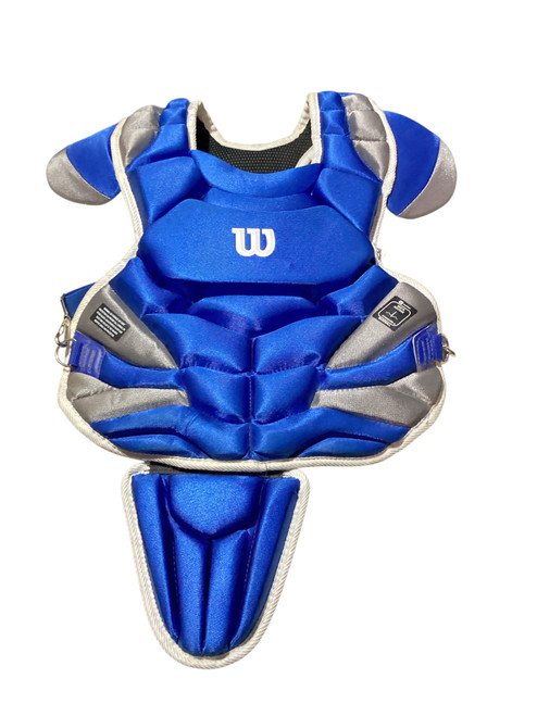 Vist Large View of Product Image Which is Used Wilson WTA4604ROINT Catchers Chest Protector Royal Blue Intermed
