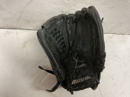 Vist Large View of Product Image Which is Used Mizuno Finch GPP 1154 RH Throw Fastpitch Gloves Black And Pink 11 1/2"