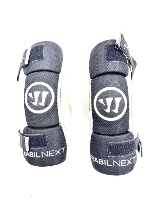 Vist Large View of Product Image Which is Used Warrior RABIL NEXT Lacrosse Arm Pads/Guards White XL